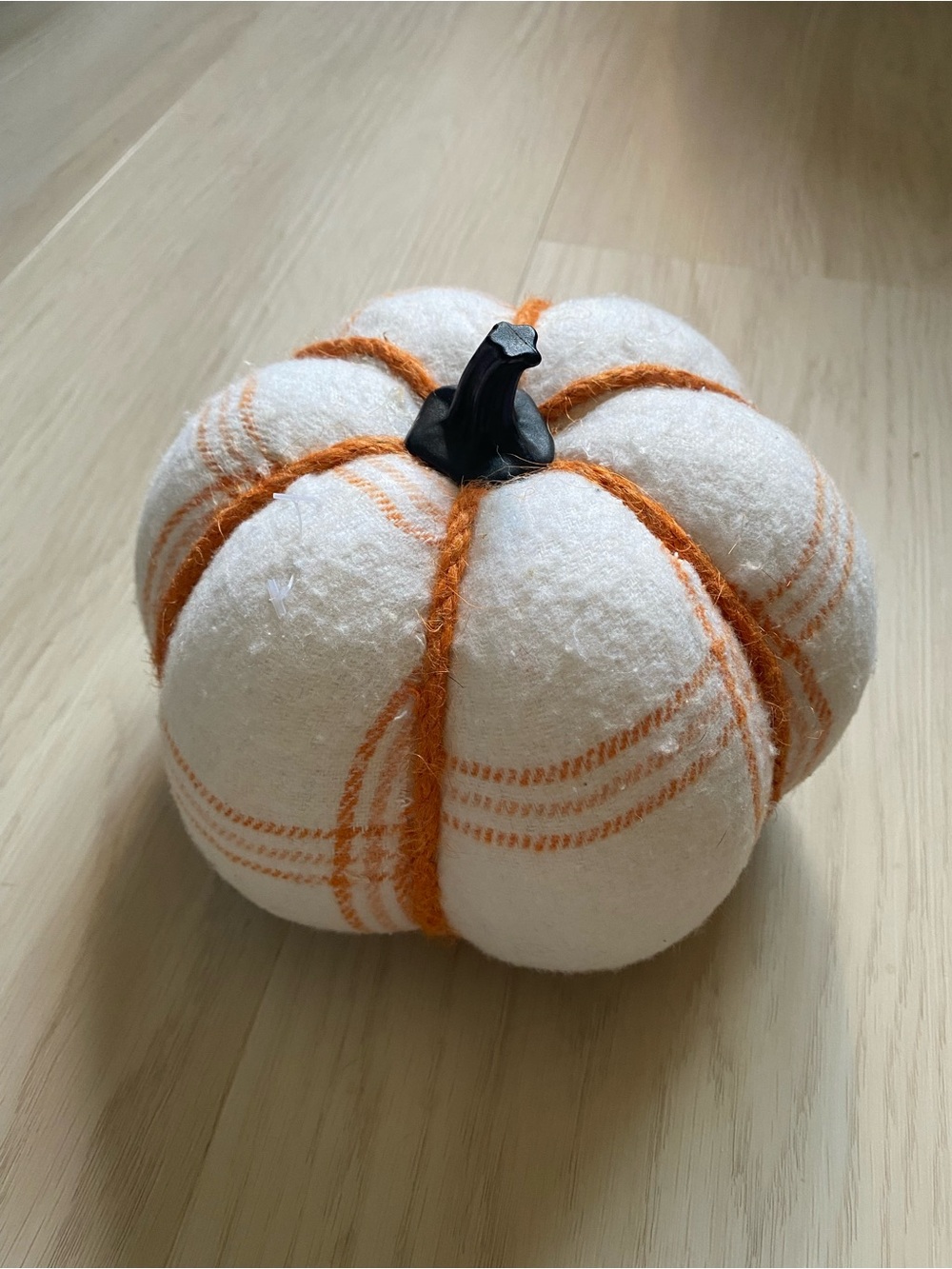 Hyde & Eek! Fabric White & Orange Decorative Pumpkin